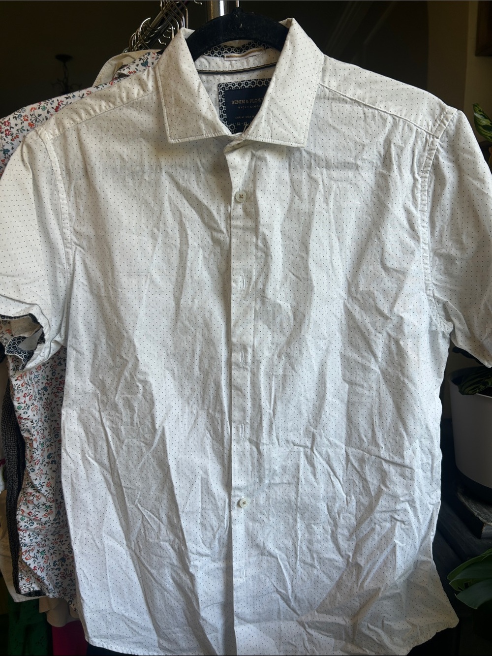 Denim & Flower Men's White Short-Sleeve Button-Up Shirt